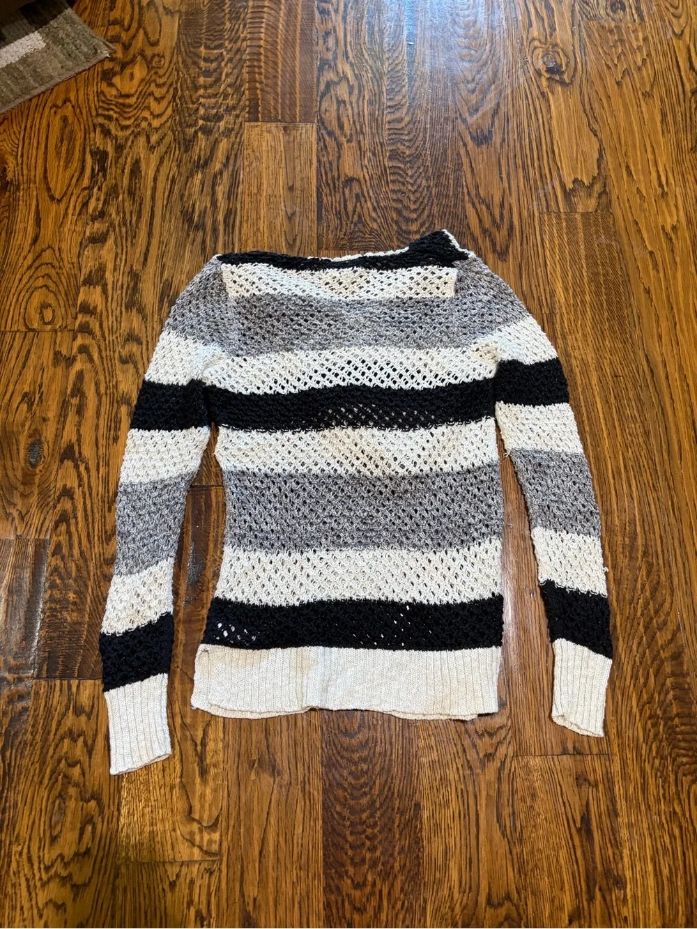 Justice Striped Hooded Sweater in Black, Gray & White